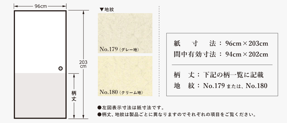 襖紙見本帳「しずか」第六集 一枚柄製品の仕様
